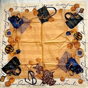 Fendi Tan and Blue Elegant Scarf